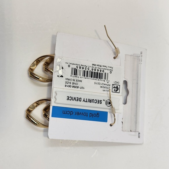 Liz Claiborne Shiny Gold Tone Dangle Drop Hook Earrings Pierced Statement New - Picture 3 of 4